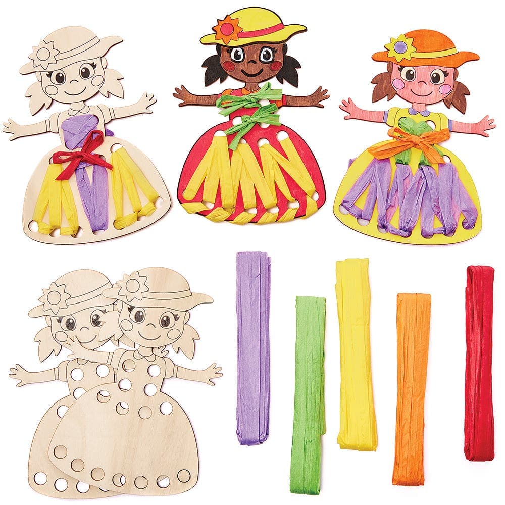 Corn Dolly Kits (Pack of 5) Sewing & Weaving Craft Kits 5 assorted raffia colours - Orange, Yellow, Green, Purple & Red