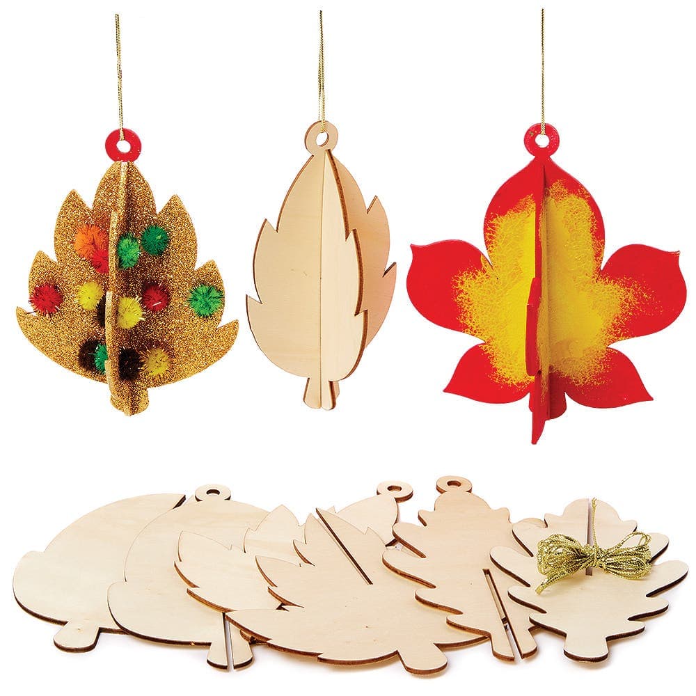 Autumn Wooden 3D Decorations (Pack of 6) Decoration Craft Kits