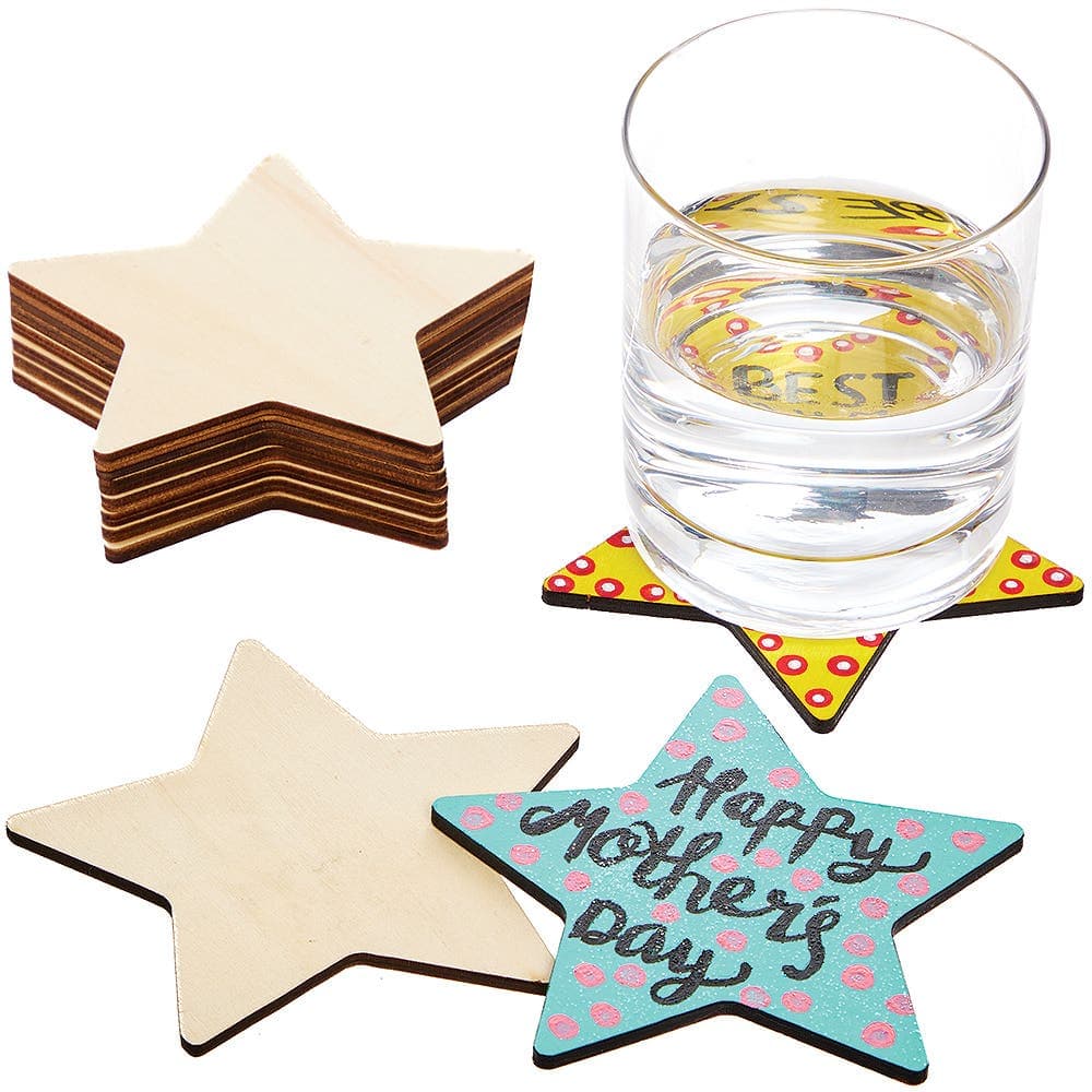 Star Wooden Coasters (Pack of 10) Decoration Craft Kits