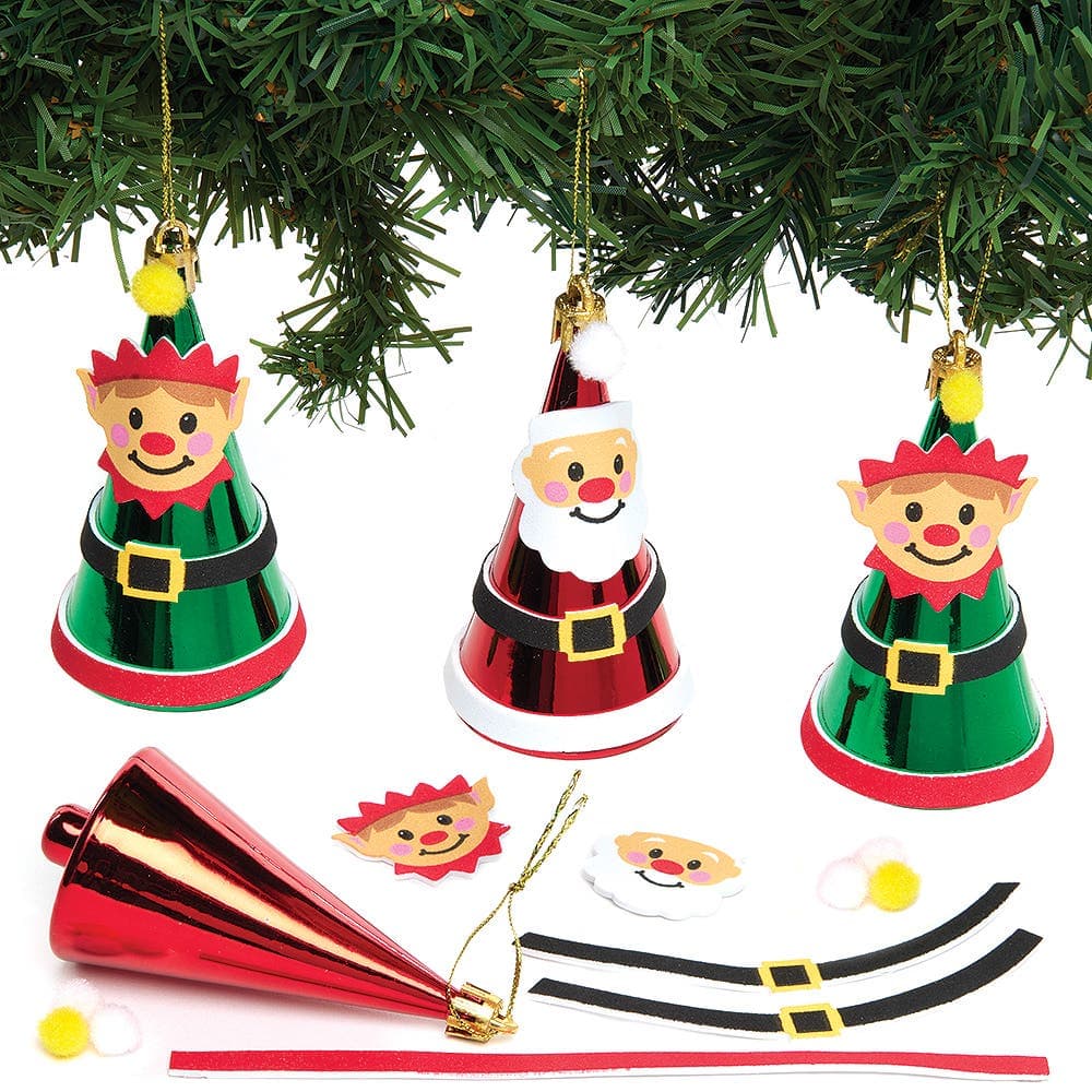 Santa & Elf Bauble Kits (Pack of 6) Christmas Crafts 2 assorted bauble colours - Red & Green