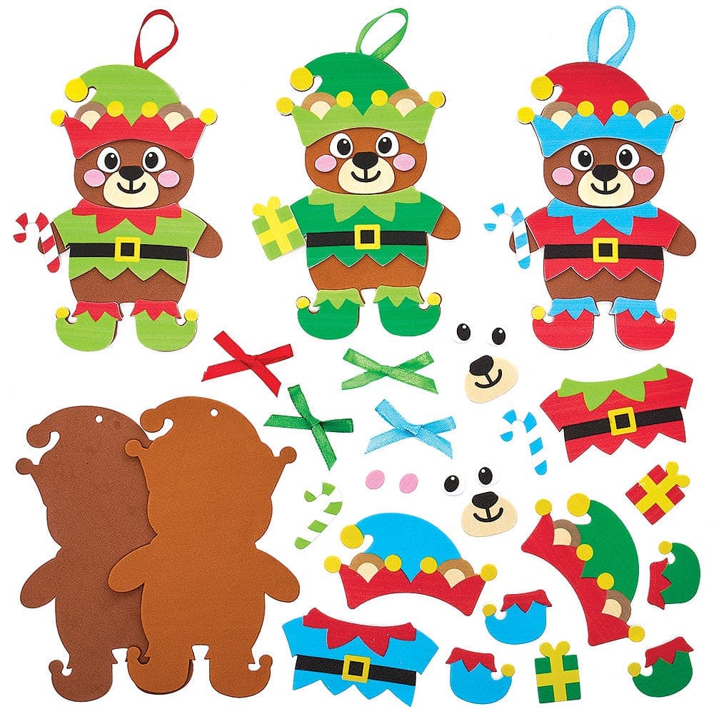 Christmas Elf Bear Mix & Match Decorations Kits (Pack of 8) Christmas Crafts