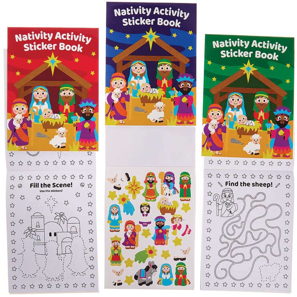 Nativity Activity Sticker Books (Pack of 8) Fun & Educational, 4 Designs, 18 Pages Of Activities