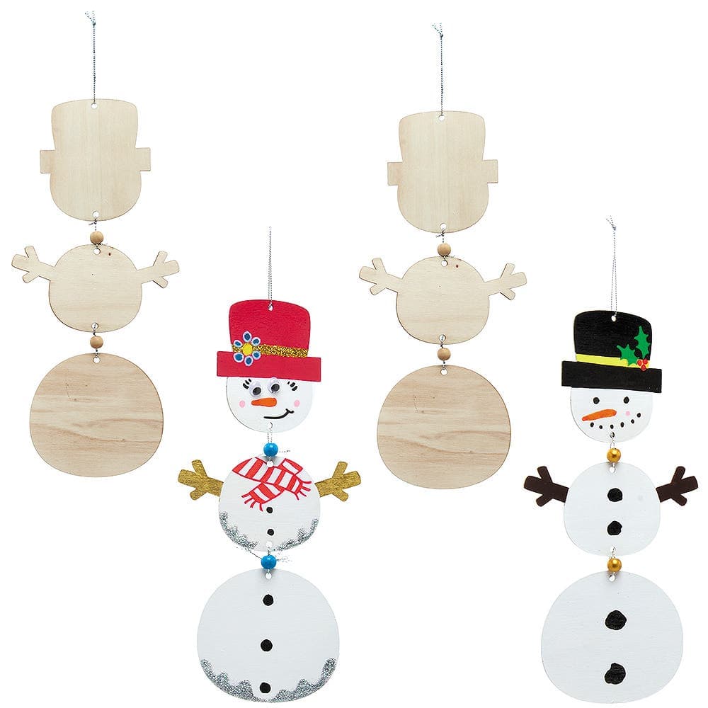 Snowman Wooden Spinning Decoration Kits (Pack of 4) Christmas Crafts