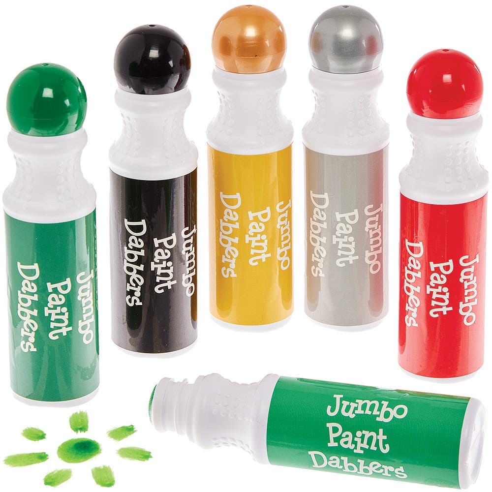 Christmas Jumbo Paint Markers (Pack of 6) Christmas Craft Supplies 6 assorted Christmas colours - Gold, Silver, Black, Red, Green & Light Green