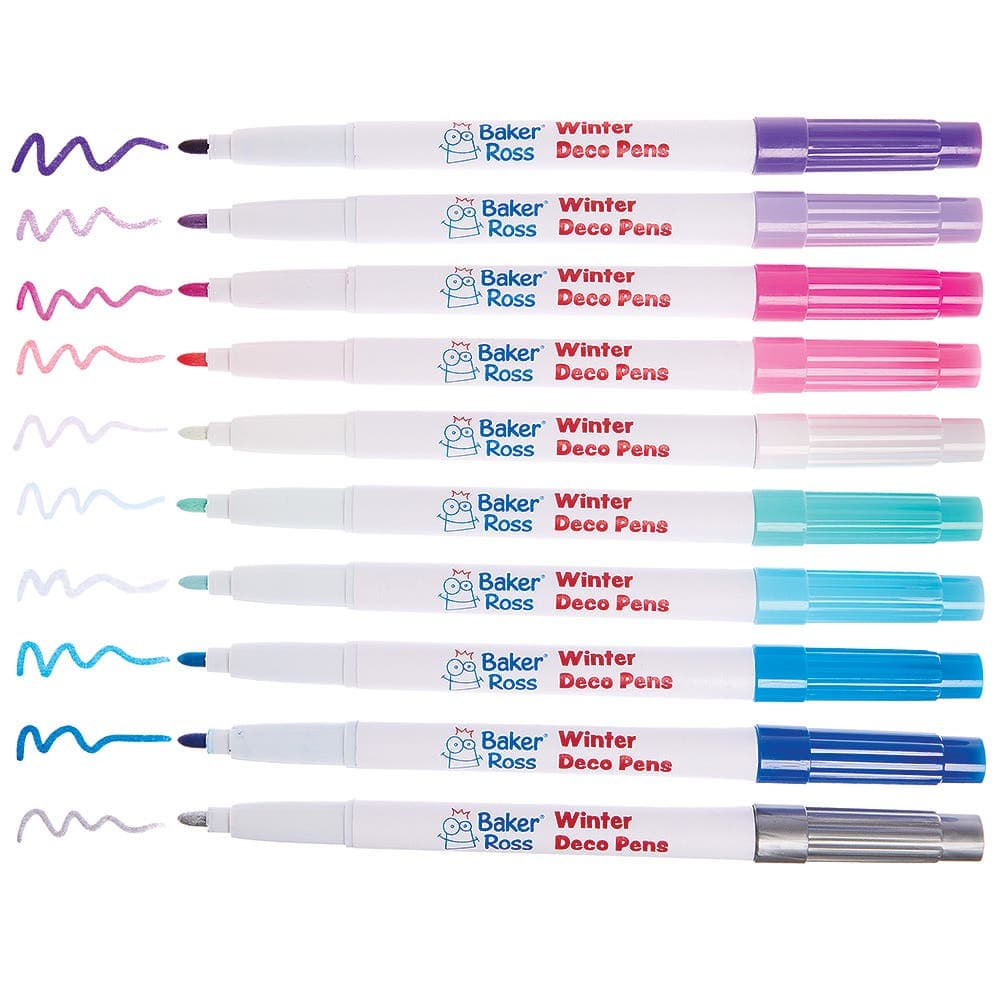 Winter Multi-Purpose Deco Pens (Pack of 10) Medium Tip, Water-Based Acrylic Paint, Gloss Finish, 10 Assorted Colours