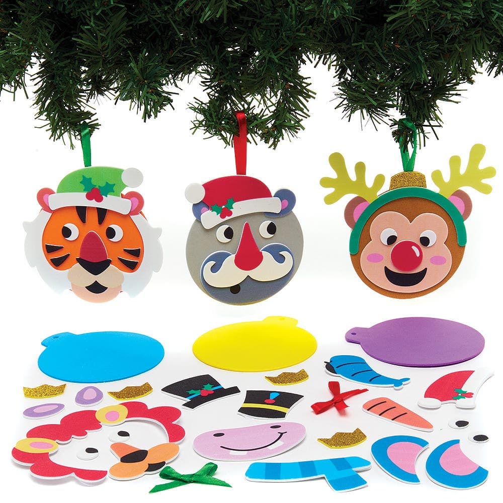 Jungle Animal Christmas Bauble Decoration Kits (Pack of 8) Christmas Crafts