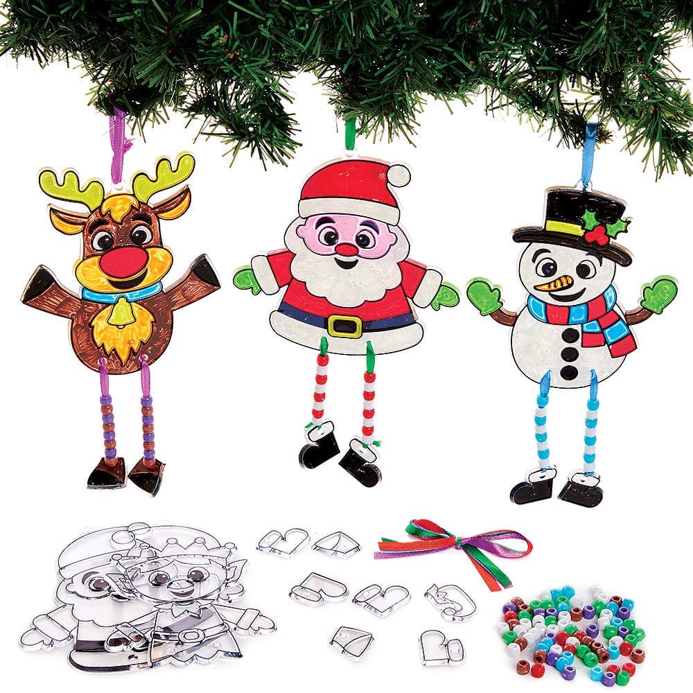 Christmas Suncatcher Dangly Leg Kits (Pack of 4) Christmas Crafts, All-In-One Kits, DIY Ornaments