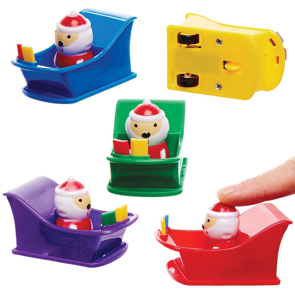Santa Sleigh Pull Back Racers (Pack of 5) Christmas Toys Assorted sleigh colours