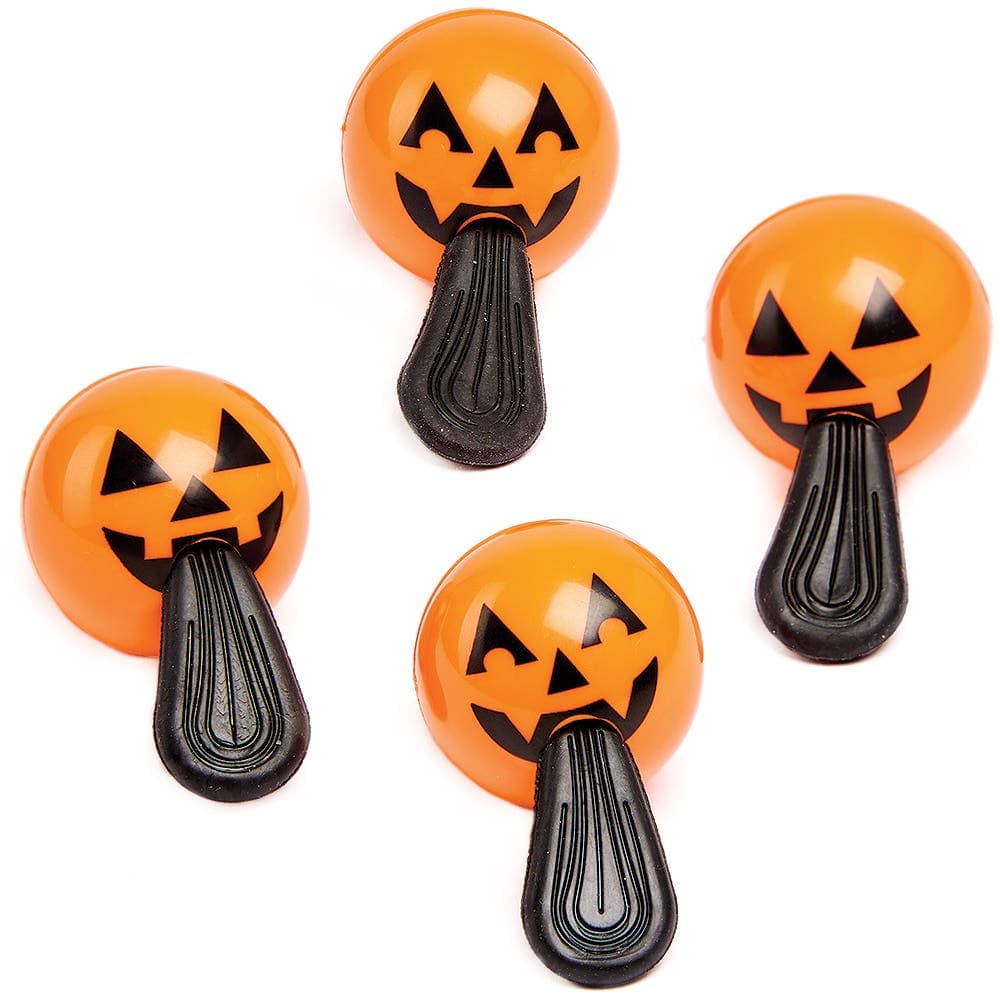 Pumpkin Tongue Stretchers (Pack of 8) Halloween Toys, Party Bag Fillers, Plastic Ball Size 30mm x 30mm