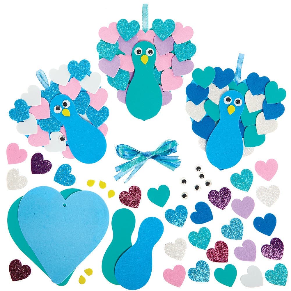 Peacock Heart Decoration Kits (Pack of 5) Decoration Craft Kits