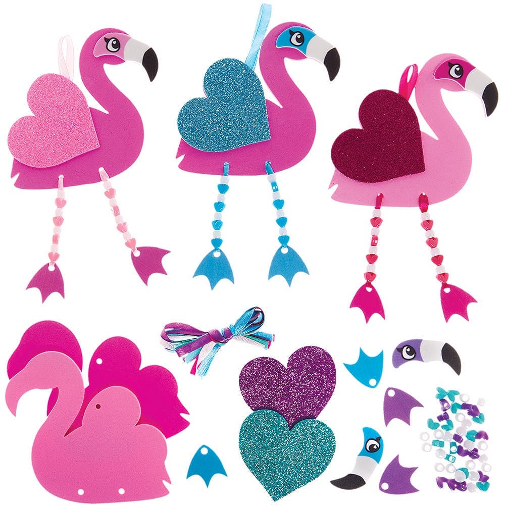 Flamingo Heart Dangly Leg Kits (Pack of 5) Decoration Craft Kits