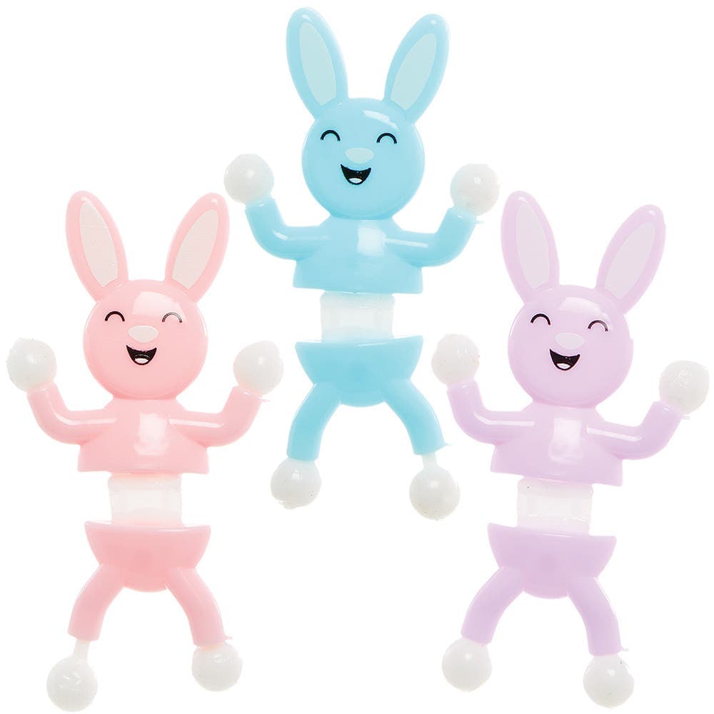 Bunny Wall Climber Toys (Pack of 6) Easter Toys 3 assorted colours - Pink, Blue & Purple