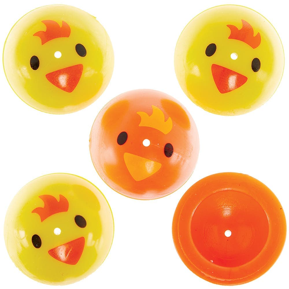 Easter Chick Jumping Poppers (Pack of 12) 2 Assorted Colours, Great Party Bag Filler, 32mm Diameter
