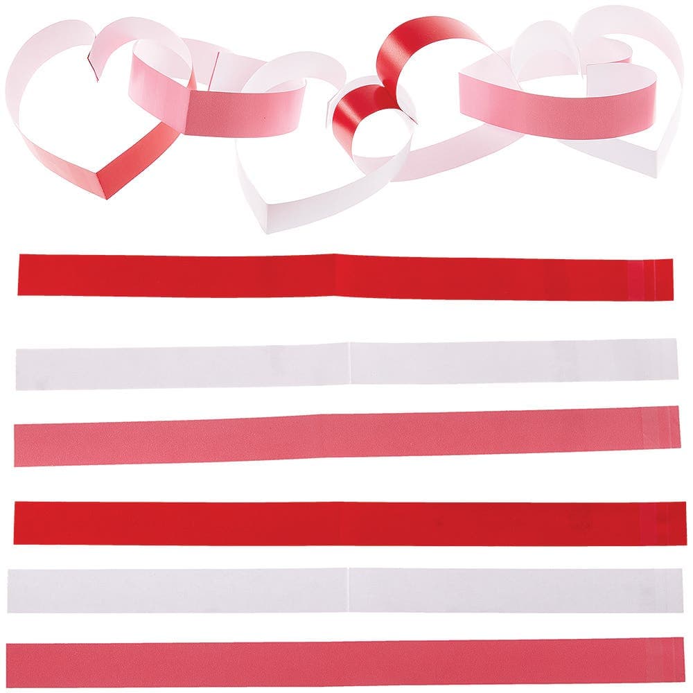 Heart Shaped Paper Chains (Pack of 150) Party Decorations, 3 Assorted Colours - Red, Pink & White