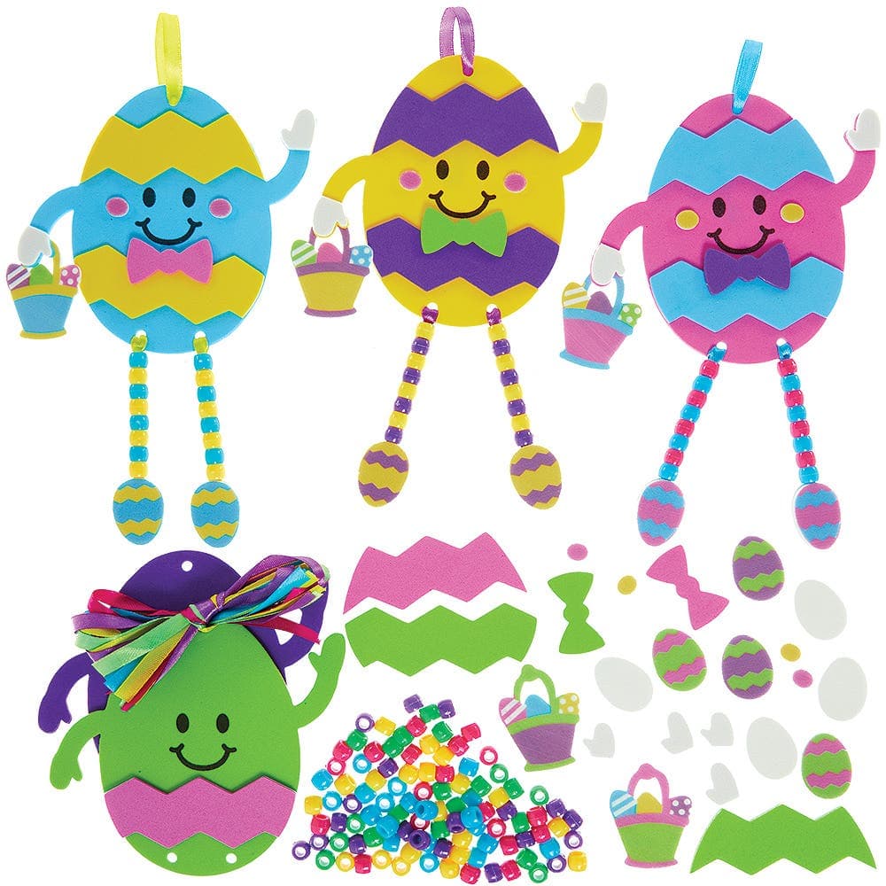 Easter Egg Dangly Leg Kits (Pack of 5) Easter Crafts For Kids, 5 Assorted Designs, No Glue Required, Non-Chocolate Gifts