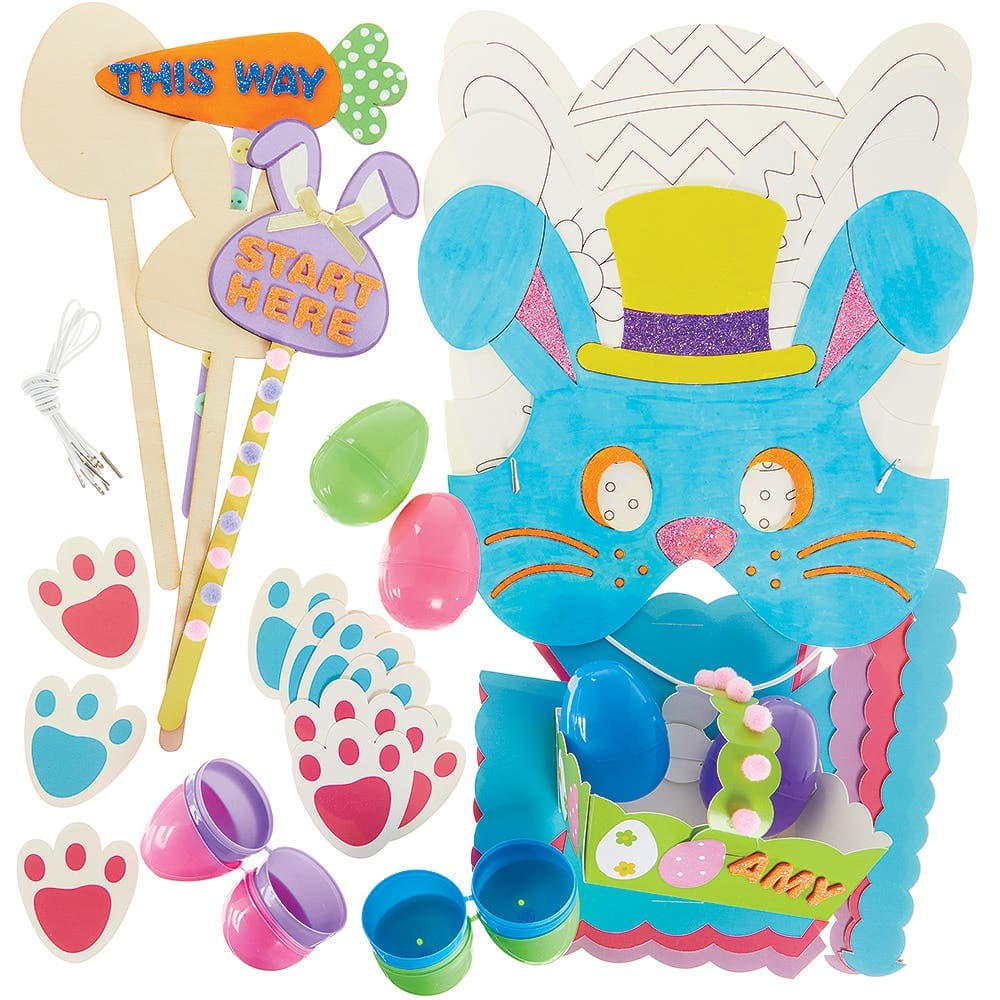Easter Egg Hunt Kit (Per pack) Easter Activities For Kids, 4 Assorted Basket & Egg Colours, All-In-One Pack