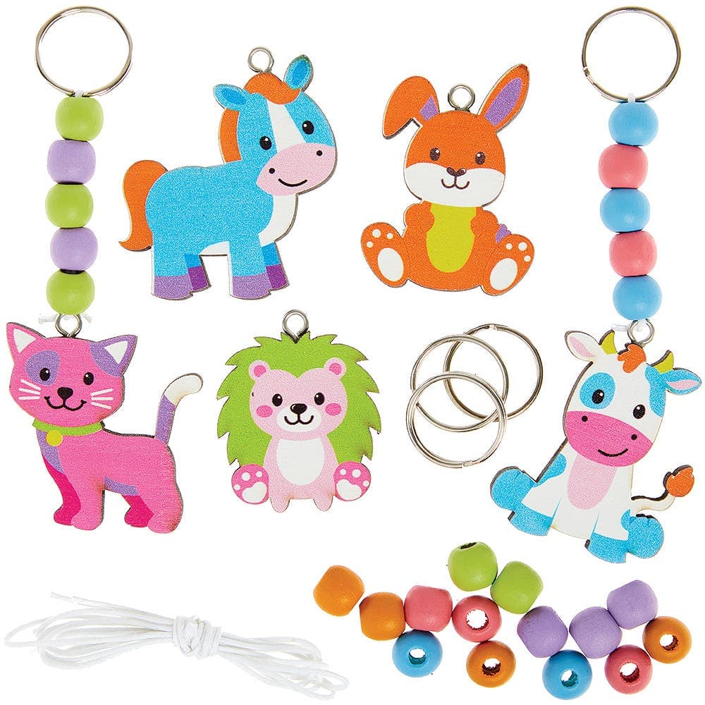 Baby Animals Wooden Keyring Kits (Pack of 5) Craft Kits For Kids
