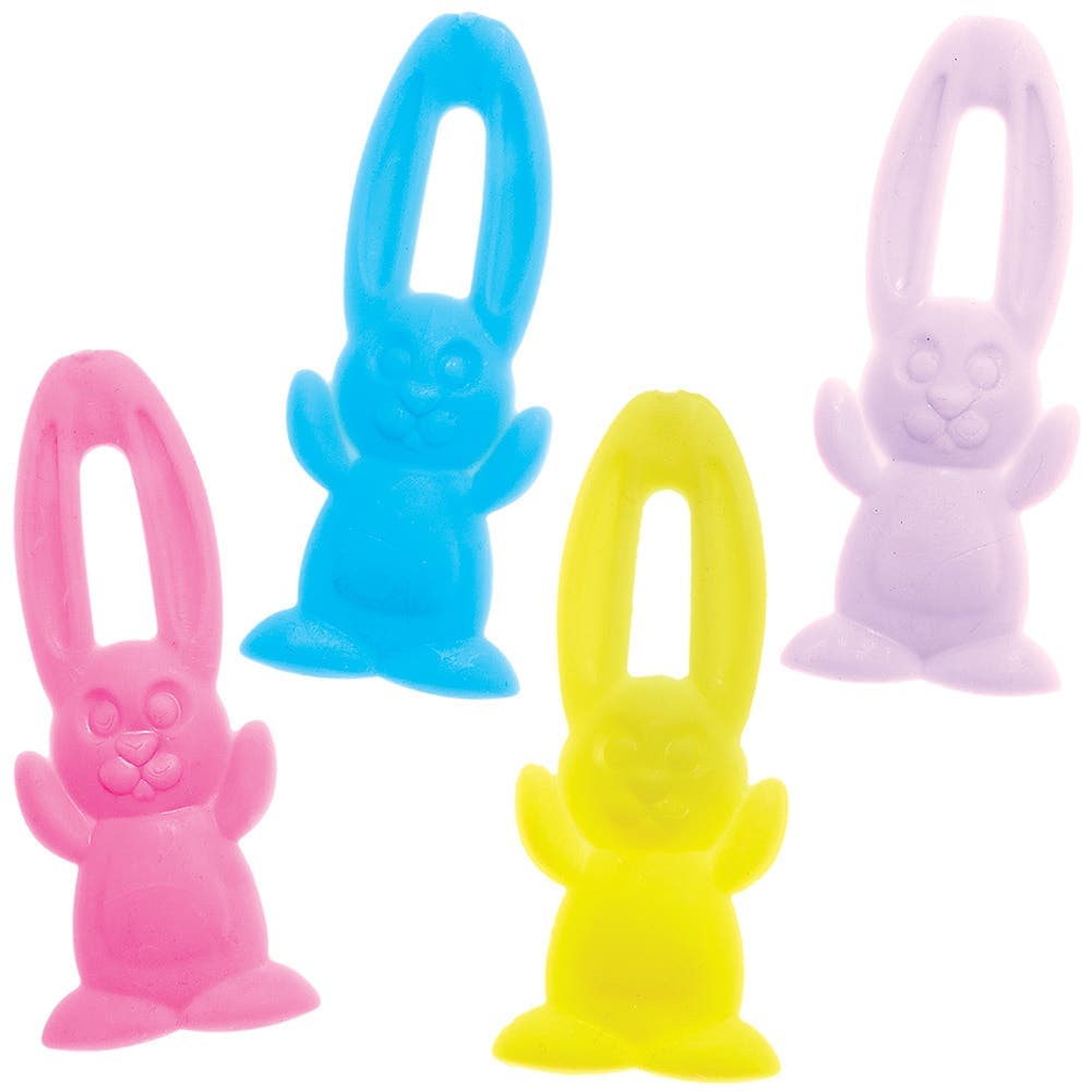 Stretchy Flying Bunnies (Pack of 12) Soft & Sensory Toys 4 assorted colours - Blue, Yellow, Pink & Purple