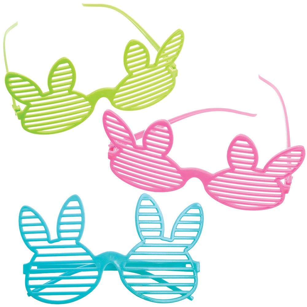 Bunny Glasses (Pack of 6) Easter Toys 3 assorted colours - Pink, Blue & Green