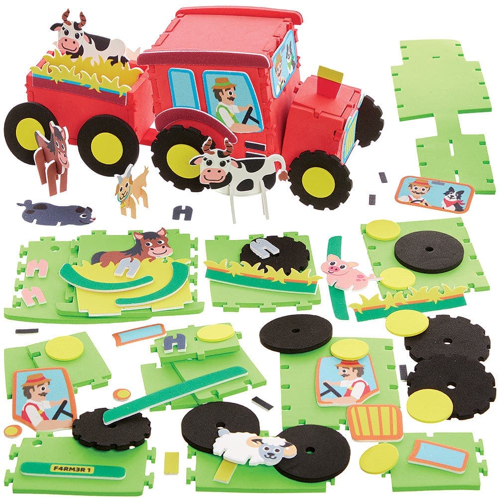 Tractor Kits (Pack of 2) Decoration Craft Kits 2 tractor colours - Red & Green