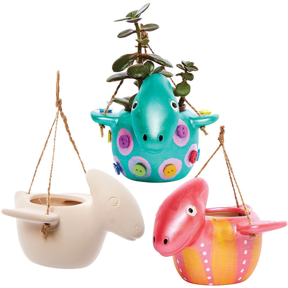 Dinosaur Ceramic Hanging Flowerpots (Box of 2) Nature Craft Kits