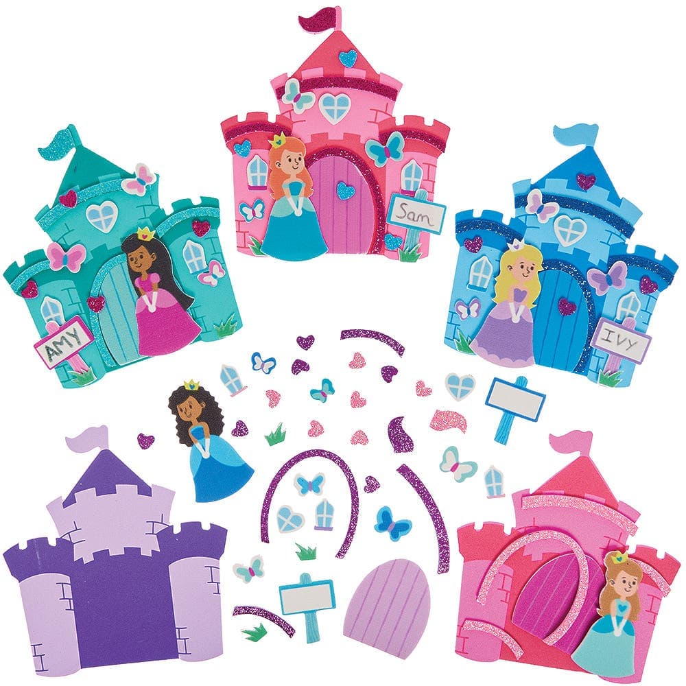 Princess Fairy Door Kits (Pack of 5) Decoration Craft Kits, 5 Assorted Designs, No Glue Required, 11cm x 13cm