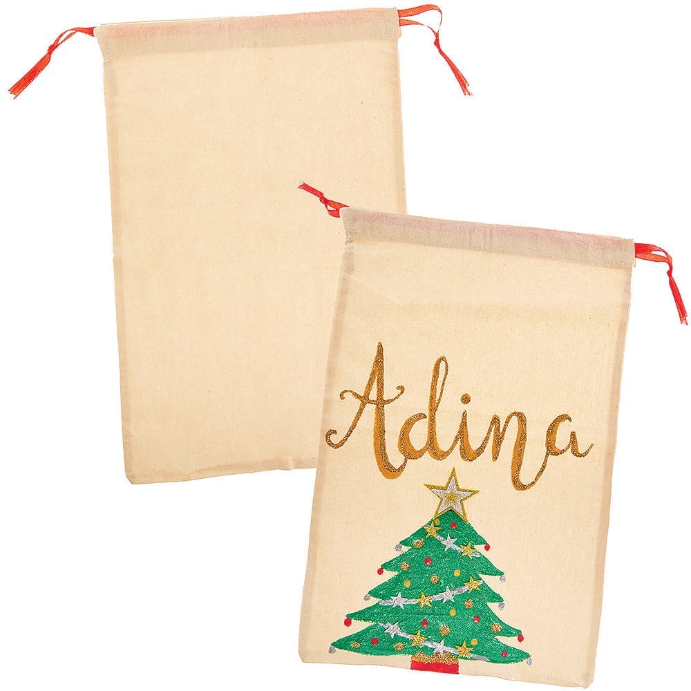 Fabric Sacks 27x42cm (Pack of 2) Christmas Craft Supplies, Personalise Your Own Present Sacks, Perfect for Gifting