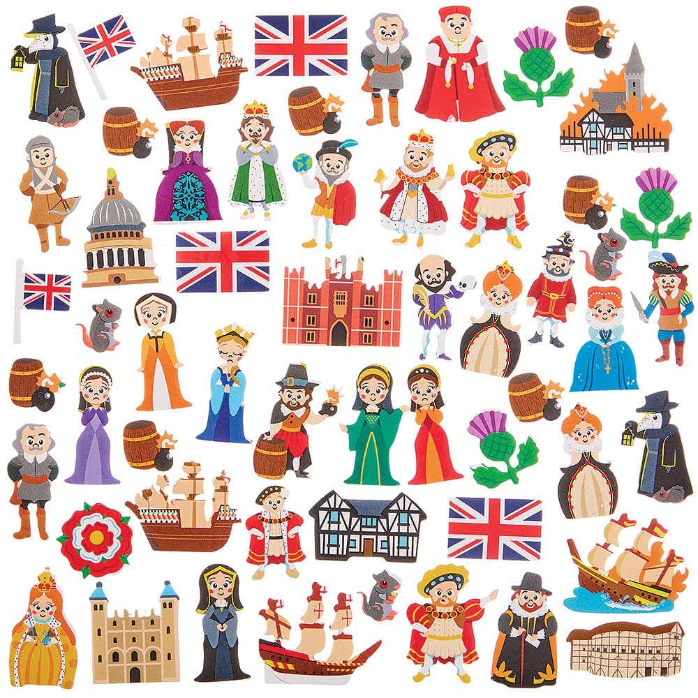 Tudors & Stuarts Foam Stickers (Pack of 200) Stickers