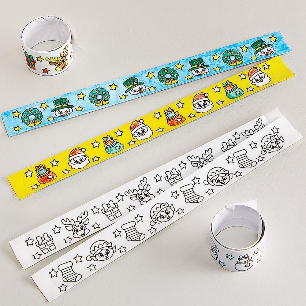 Christmas Colour-in Snap-on Bracelets (Pack of 8)