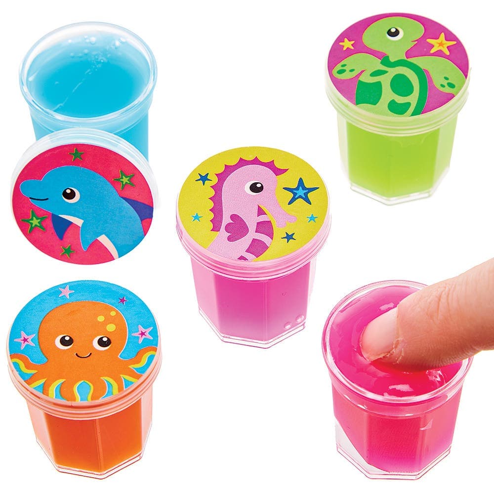 Sealife Buddies Slime (Pack of 10) 5 Designs & Slime Colours - Green, Blue, Orange, Purple & Pink
