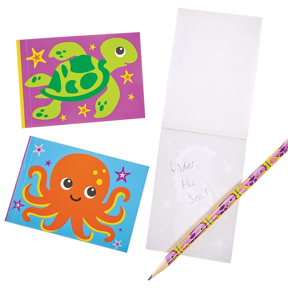 Sealife Memo Pads (Pack of 10) 5 Assorted Designs, Party Bag Fillers, 10cm High, Mini Paper Pads
