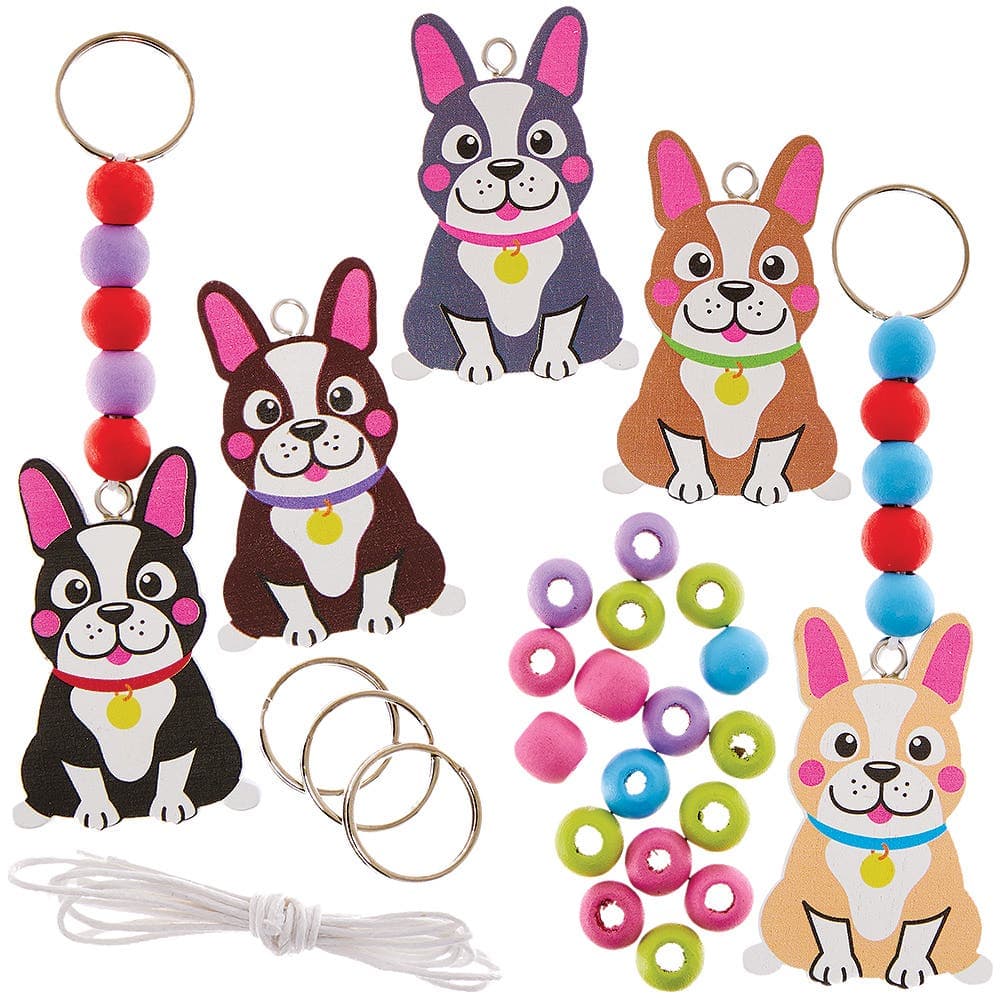 French Bulldog Keyring & Bag Dangler Kits (Pack of 5) Craft Kits For Kids