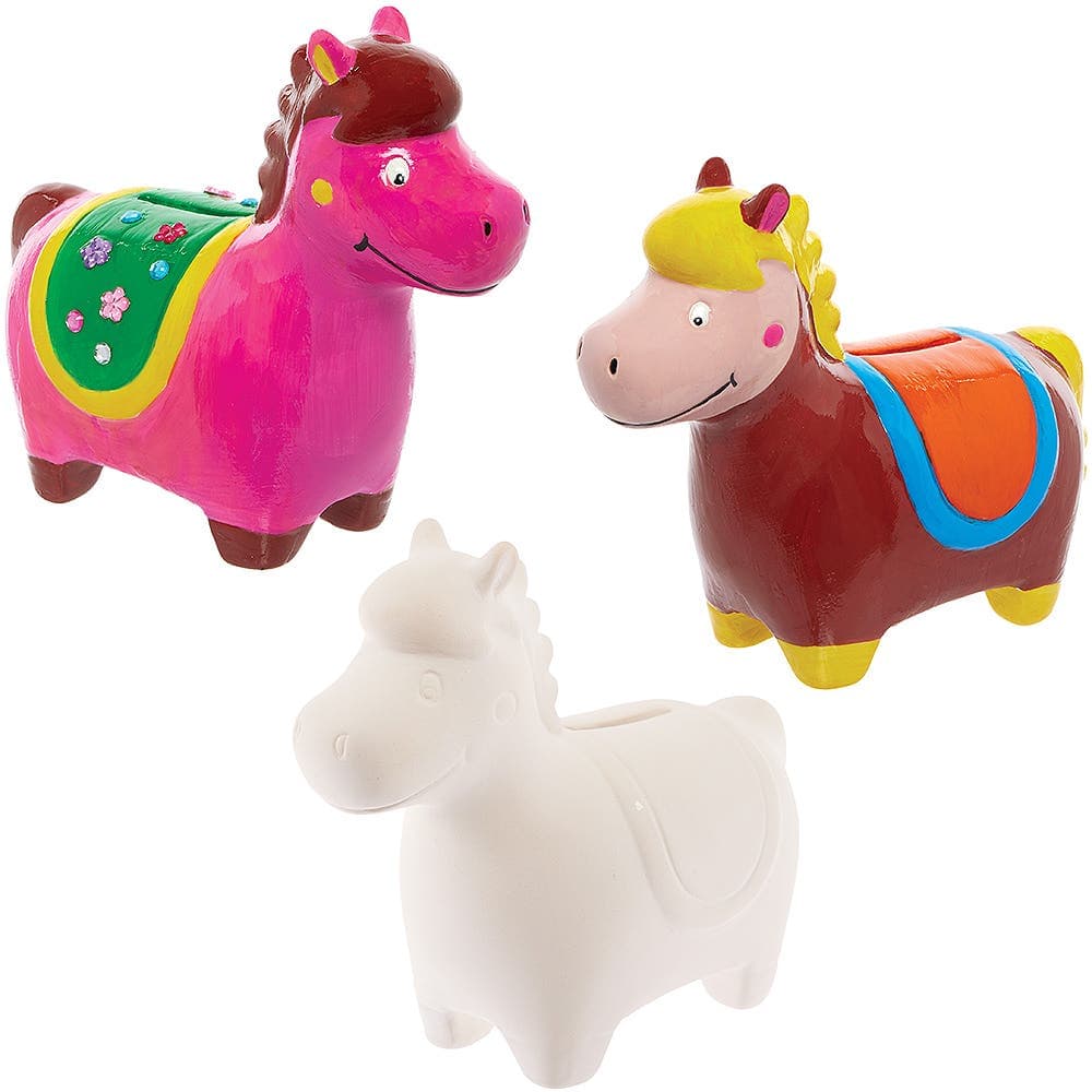 Horse Ceramic Money Banks (Box of 2) Decoration Craft Kits