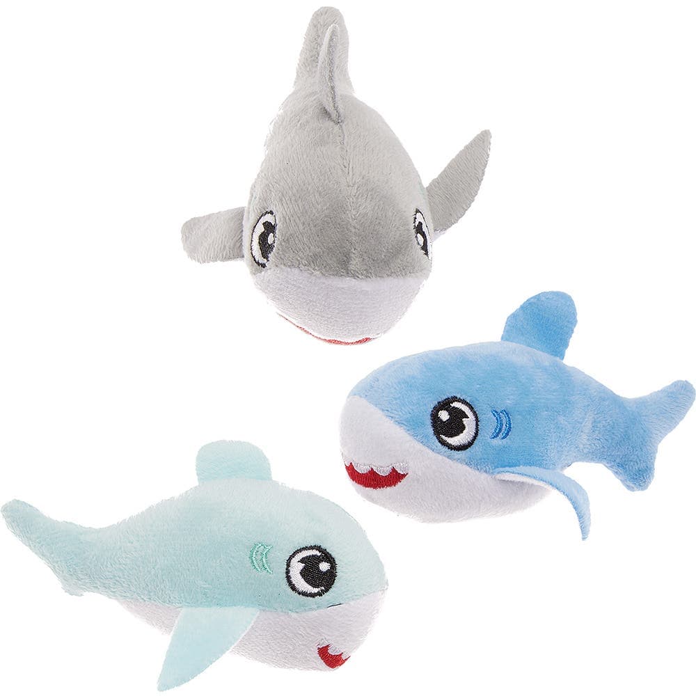 Shark Pup Soft Toy (Pack of 3) Soft & Sensory Toys 3 assorted colours - Blue, Light Blue & Grey