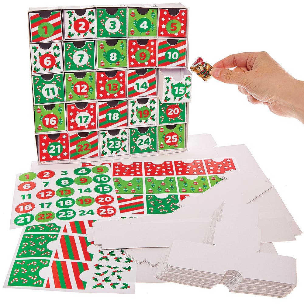 DIY Christmas Advent Calendar Kit, Decorate Your Own With Included Stickers, Christmas Crafts