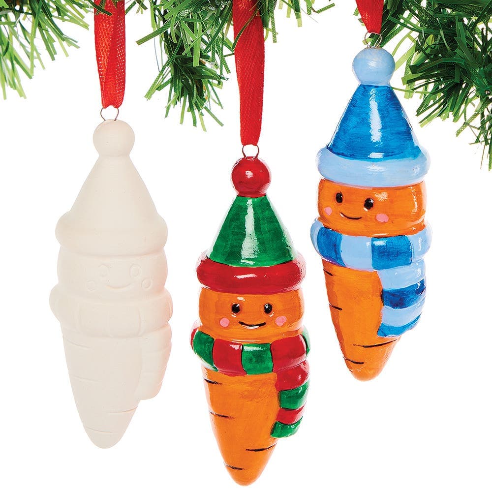 Christmas Carrot Ceramic Decorations (Pack of 4)