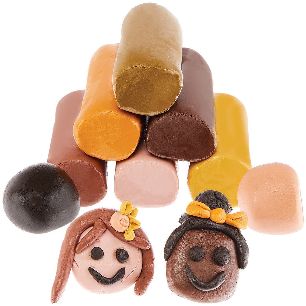 Skin Tone Soft Modelling Clay (Tub of 8) Natural Craft Materials 8 assorted skin tone colours