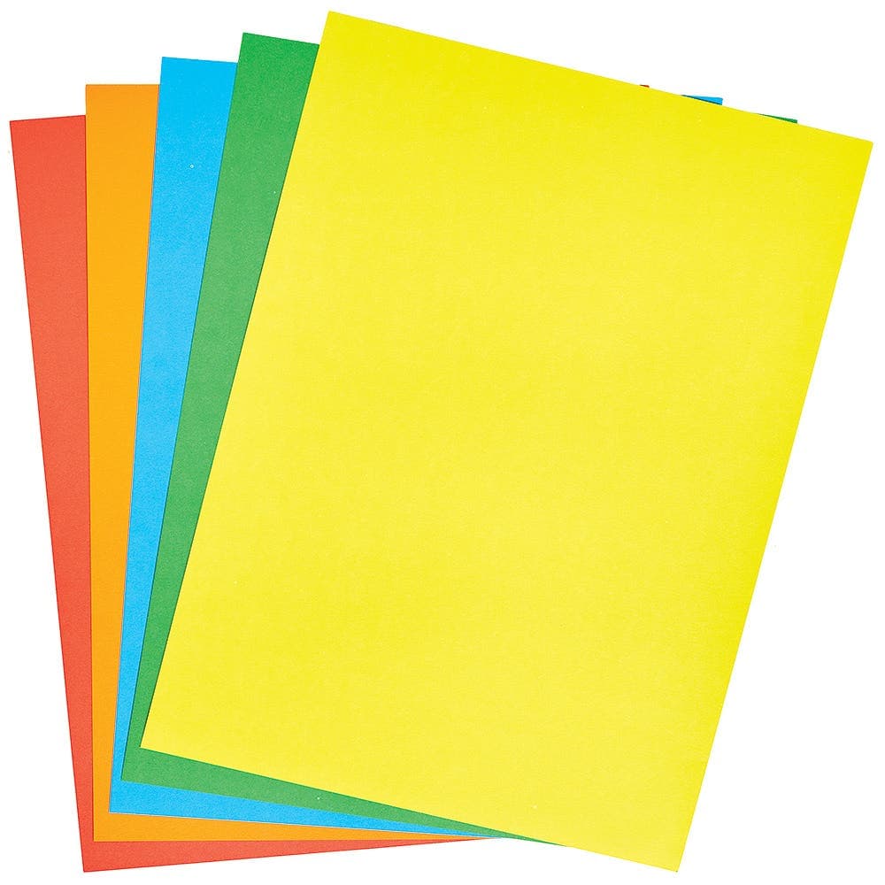 Coloured A3 Card 200gsm (Pack of 40) Paper & Card 5 assorted colours - Red, Orange, Green, Blue & Yellow