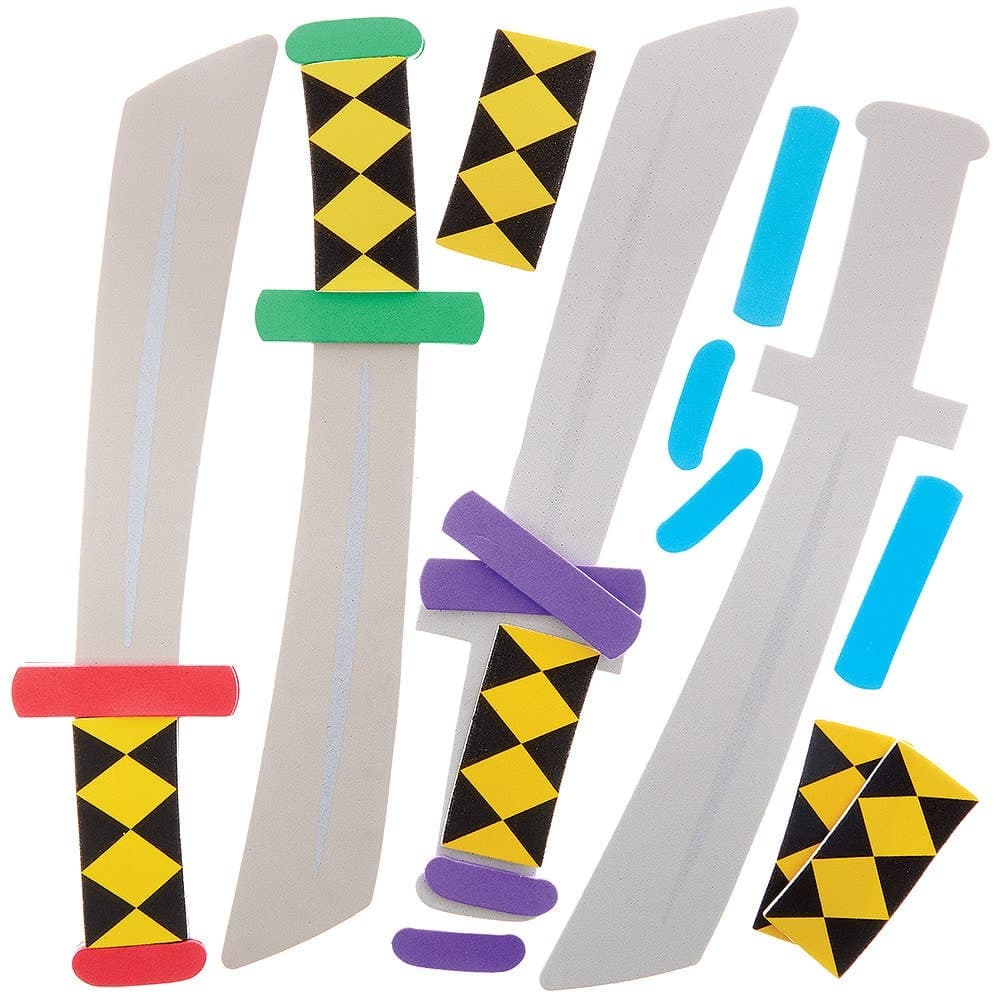 Ninja Samurai Sword Kits (Pack of 4) Creative Play Toys 4 assorted colours - Red, Green, Blue & Purple