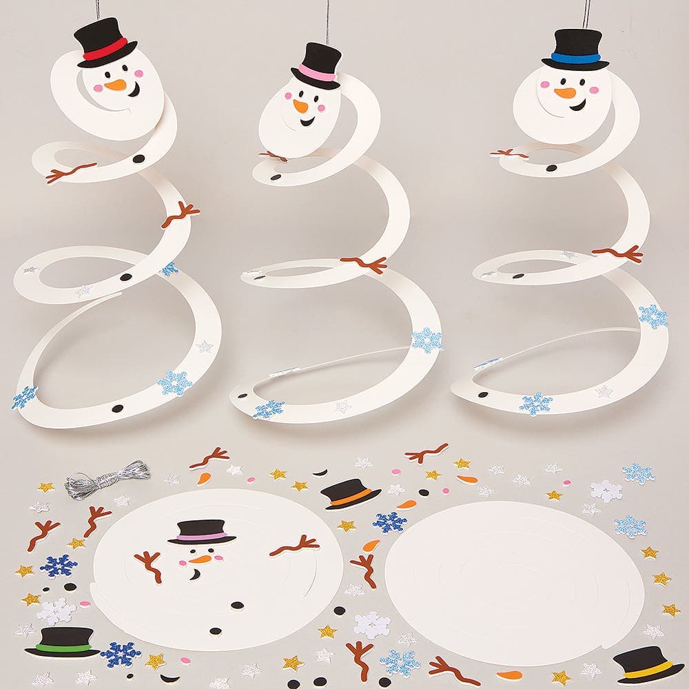 Snowman Colour-in Spiral Decoration Kits (Pack of 8)
