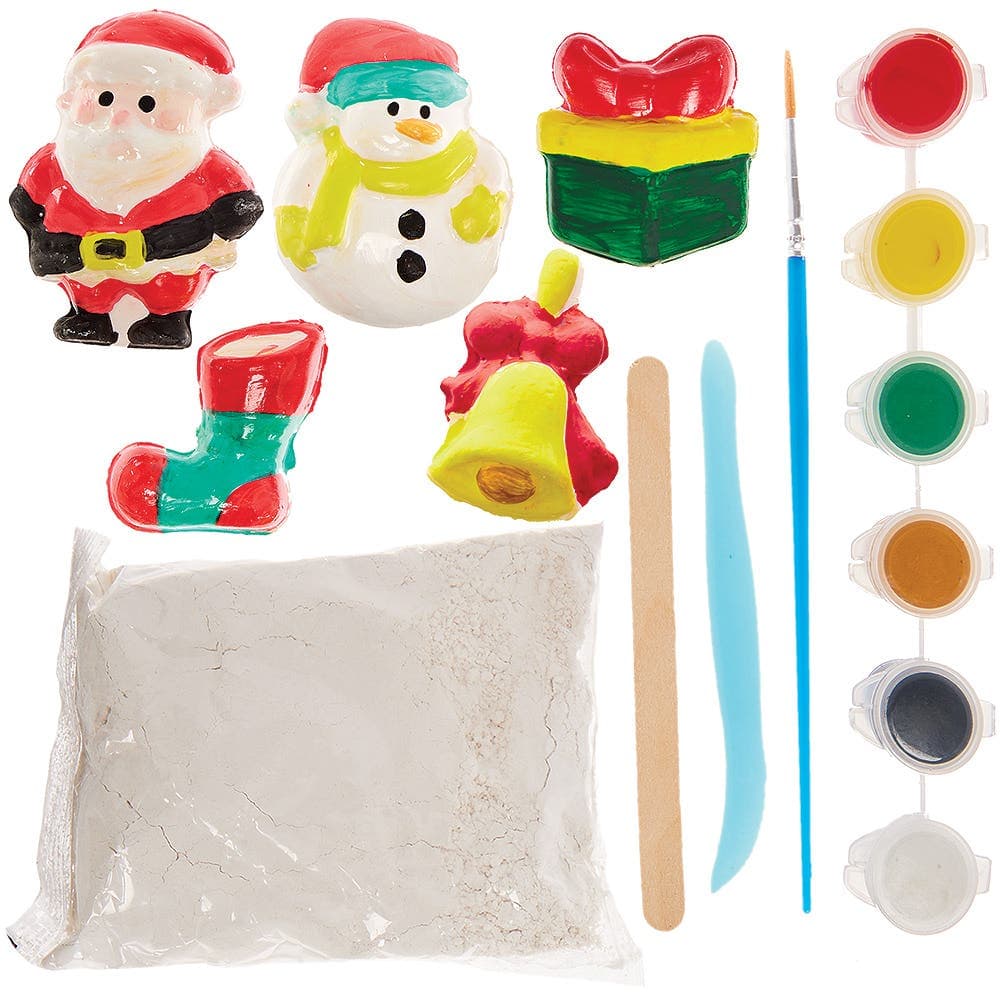 Christmas Paint & Mould Kit (Each kit) 6 Assorted Paint Colours - Black, White, Red, Yellow, Green & Brown