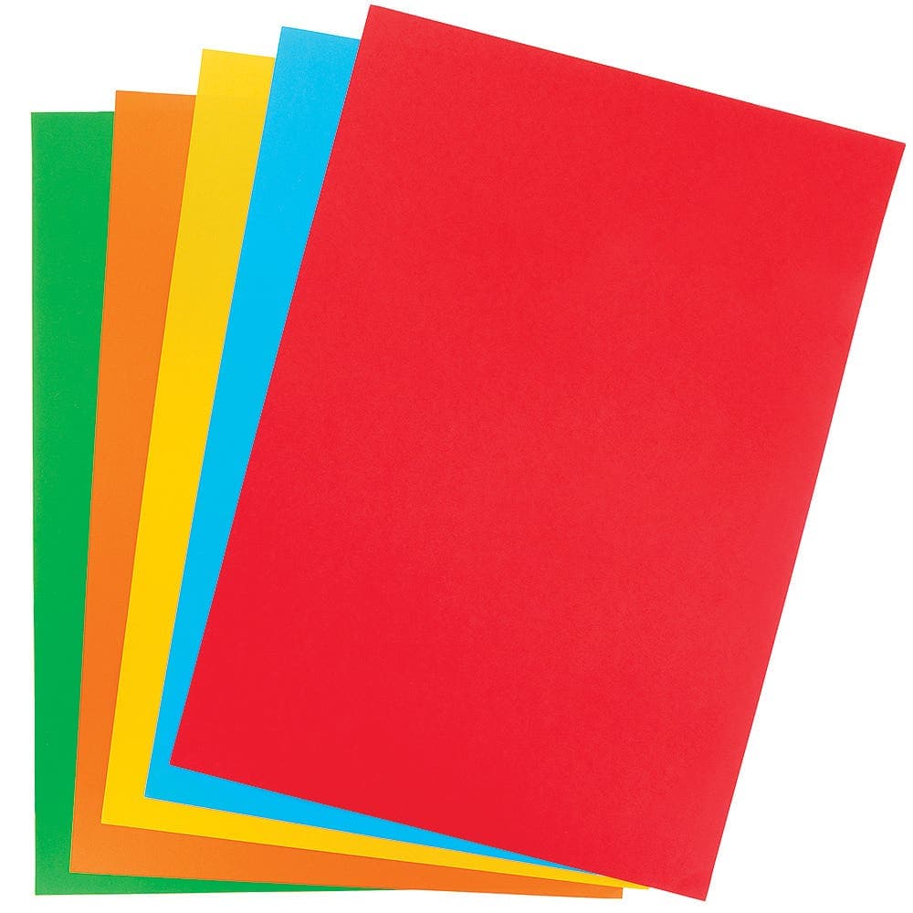 A3 Coloured Copier Card 160gsm (Pack of 50) 5 assorted colours - Red, Orange, Green, Blue & Yellow