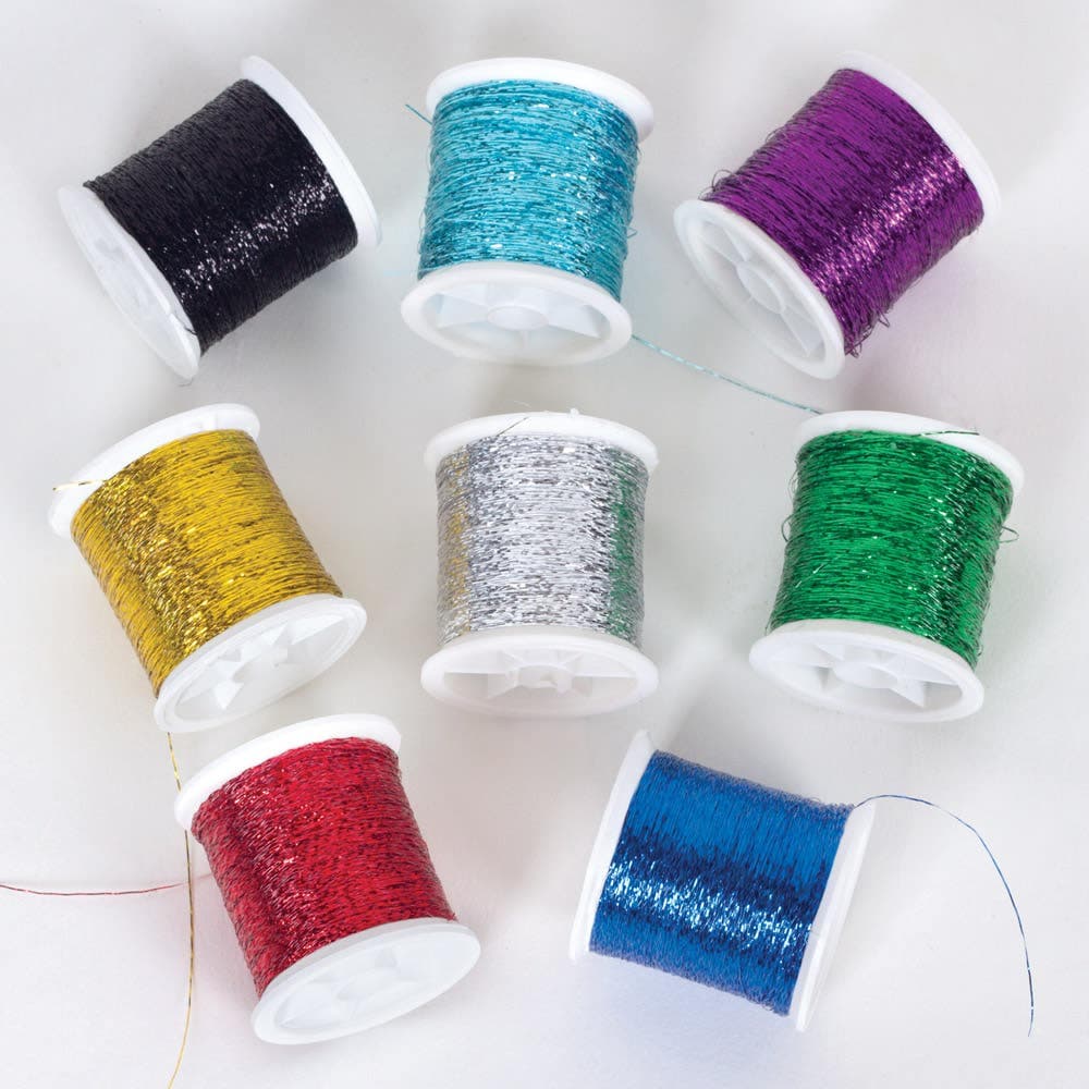 Glitter Thread (Pack of 8) Metallic, Glittery Design, 30m Per Spool, 8 Assorted Colours