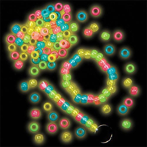 Glow in the Dark Beads (Pack of 200) Craft Embellishments Colours include yellow, green, blue and pink