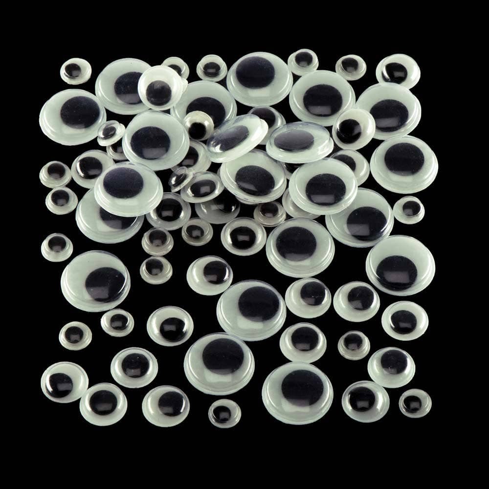 Glow in the Dark Self-Adhesive Wiggle-Eyes (Pack of 100) Craft Embellishments