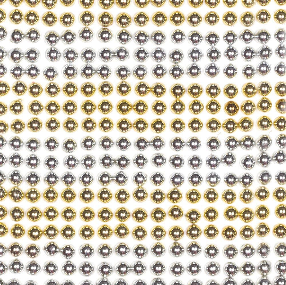 Gold & Silver Self-Adhesive Pearls (Pack of 450) Craft Embellishments 2 assorted colours - Gold & Silver