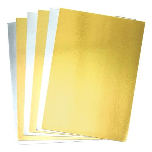 Gold & Silver A4 Metallic Card 250gsm (Pack of 20) Paper & Card 2 metallic colours - Gold and Silver