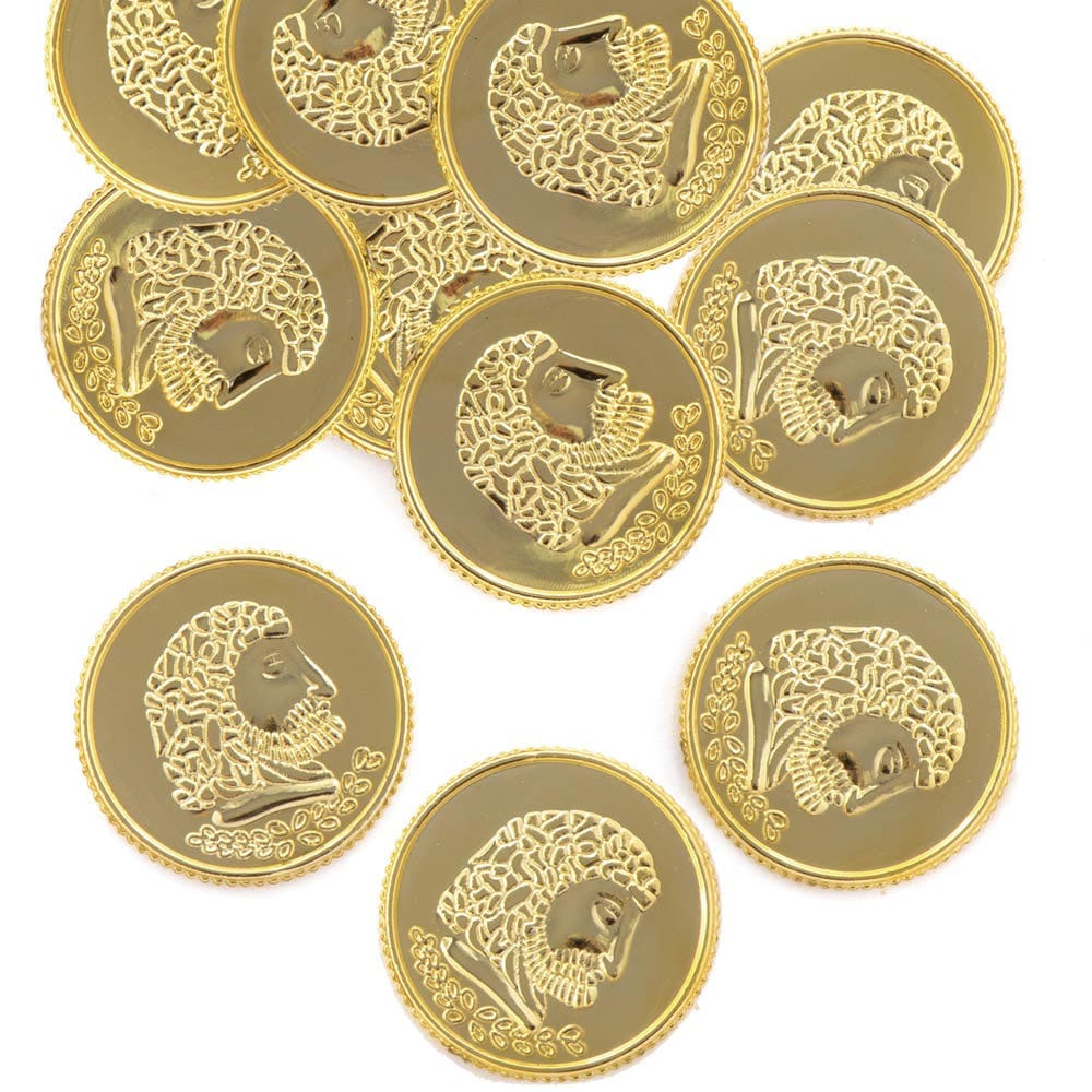 Gold Treasure Coins (Pack of 100) Pocket Money Toys, 30mm Diameter, Party Bag Filler/Prizes