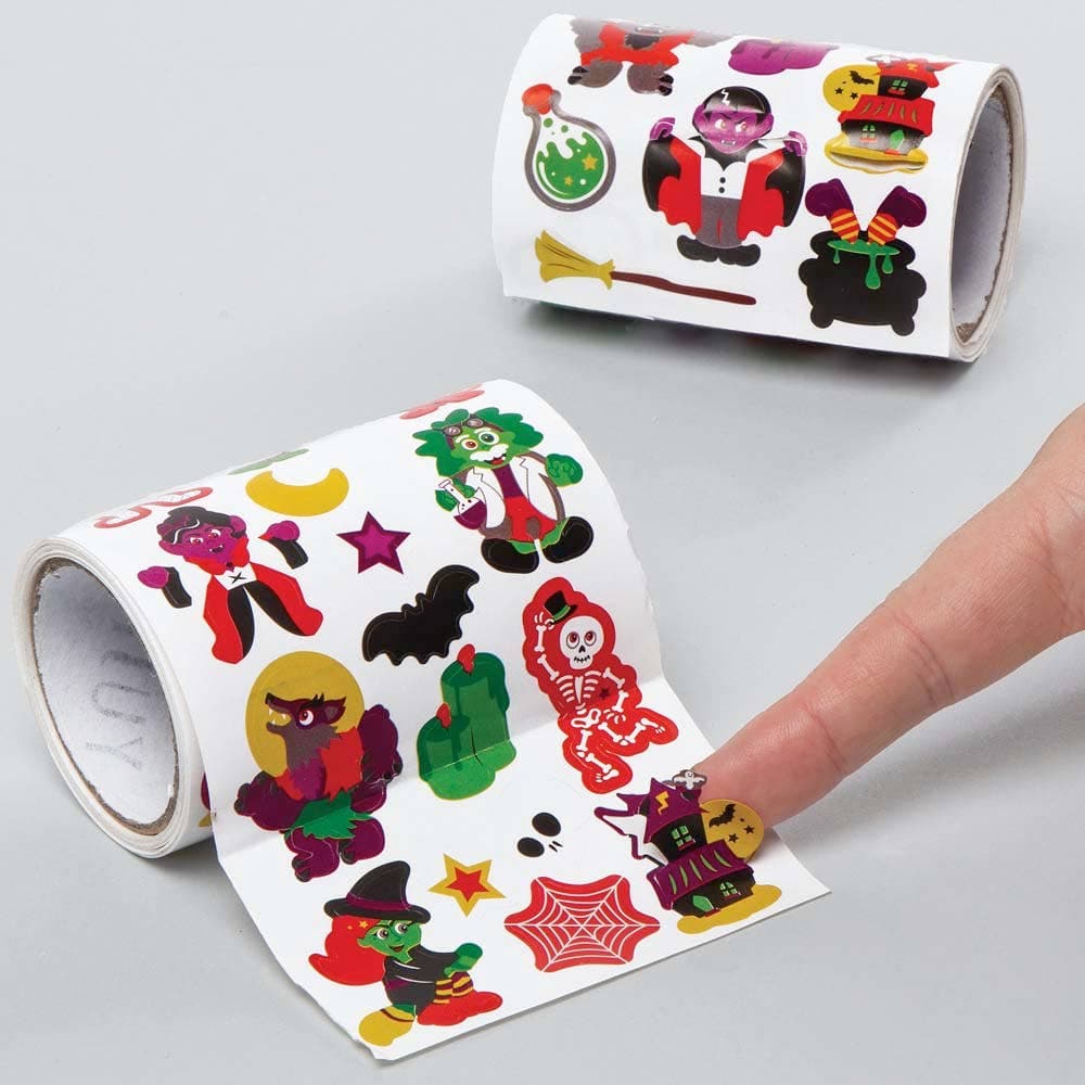 Halloween Sticker Rolls Value Pack (Pack of 760) Halloween Craft Supplies, 76 Assorted Designs, 2 Rolls Per Pack