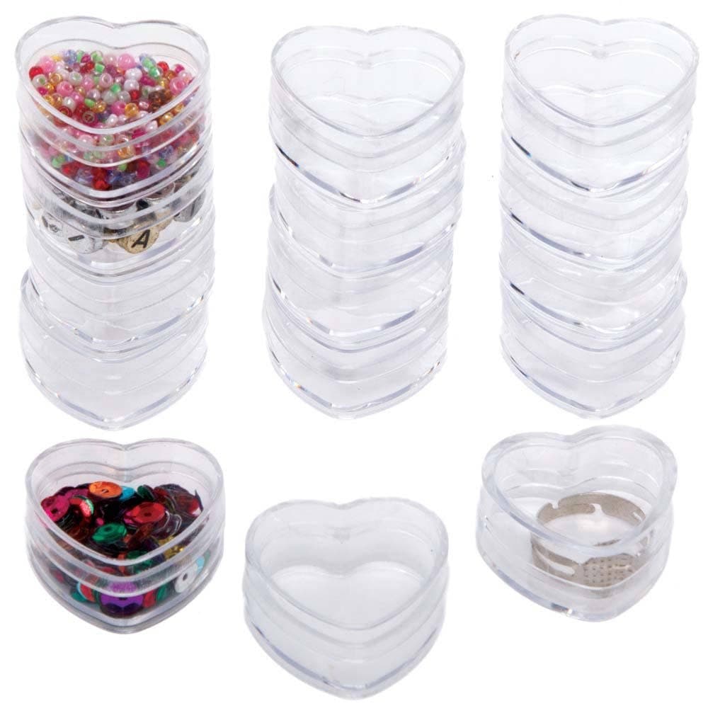 Mini Heart Trinket Pots (Pack of 15) Decoration Craft Kits, Acrylic, Size 3cm x 3cm x 1.5cm, Storage Pots